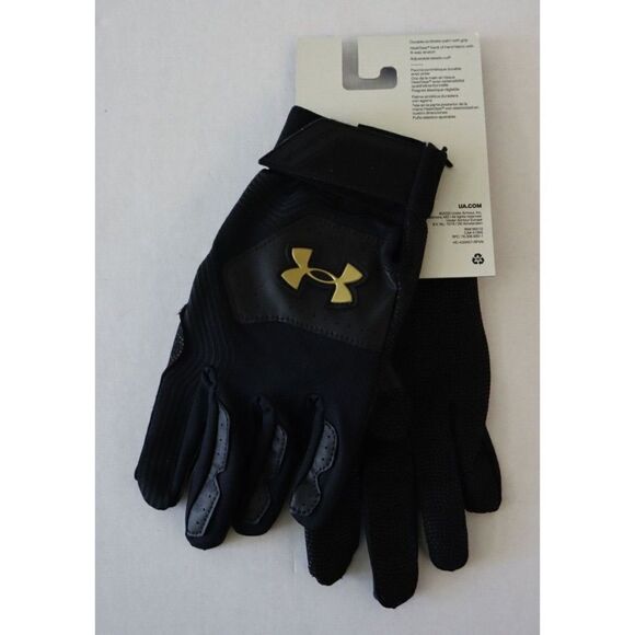 Under Armour 1365461 005 Men’s Sz Small Black/Gold Clean Up 21 Batting Gloves - Picture 3 of 6